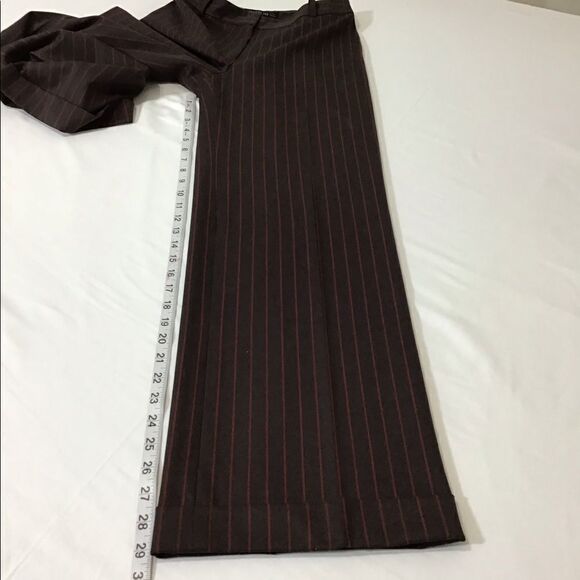 Lafayette 148 New York Chocolate Brown Pinstripe Wide Leg Trouser Pants Size 6 - Picture 9 of 11